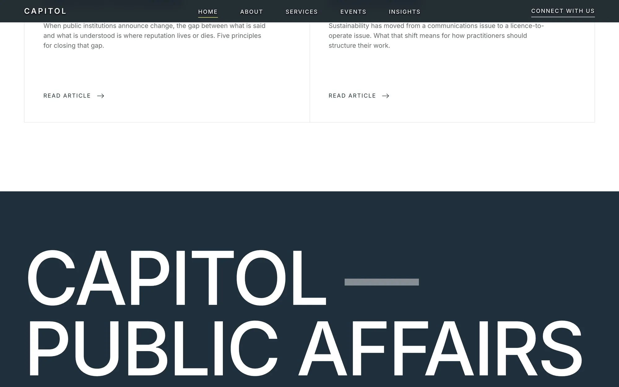 Desktop page section 05 of the CAPITOL template (public affairs) showing 1 video.