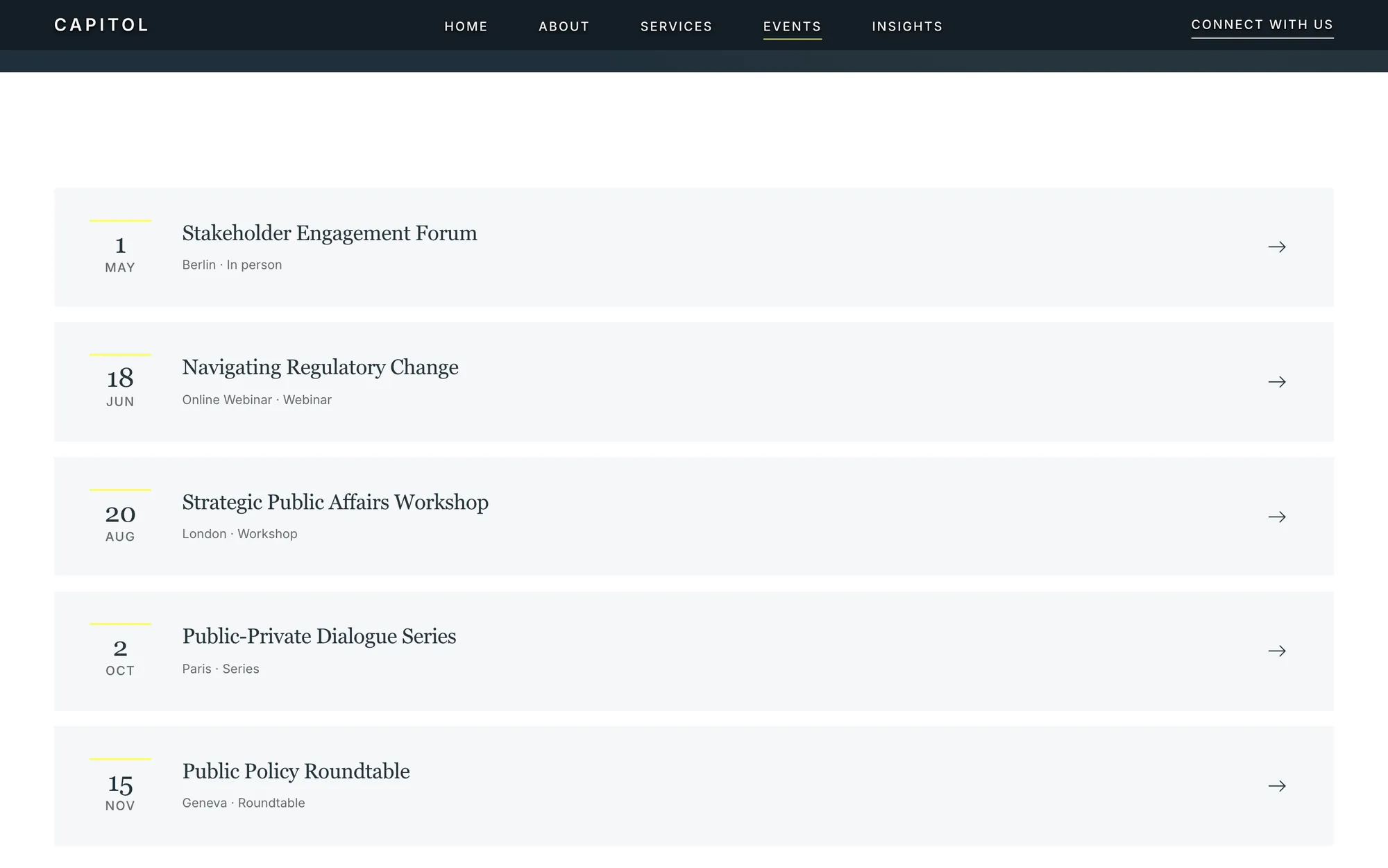 Desktop page section 09 of the CAPITOL template (public affairs).