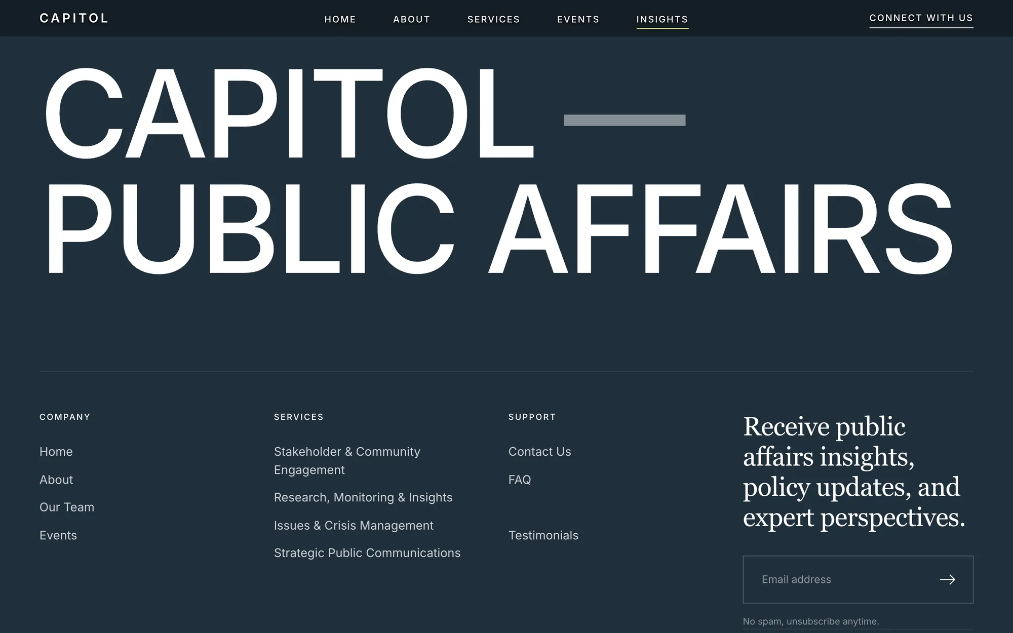 Desktop page section 11 of the CAPITOL template (public affairs).