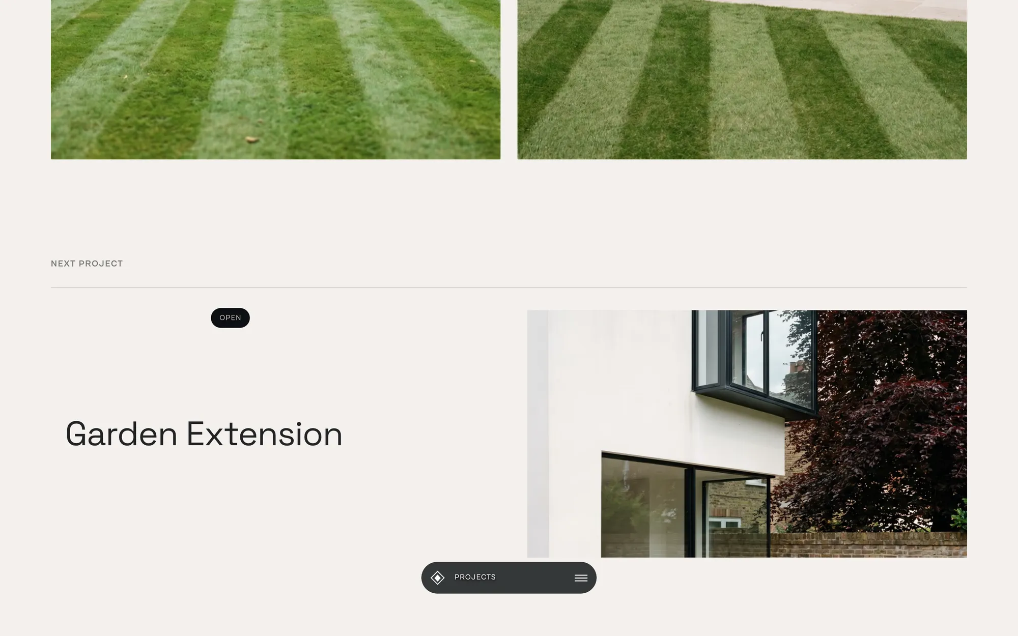 Desktop page section 12 of the CLARION template (architecture) showing headline “Garden Extension”.