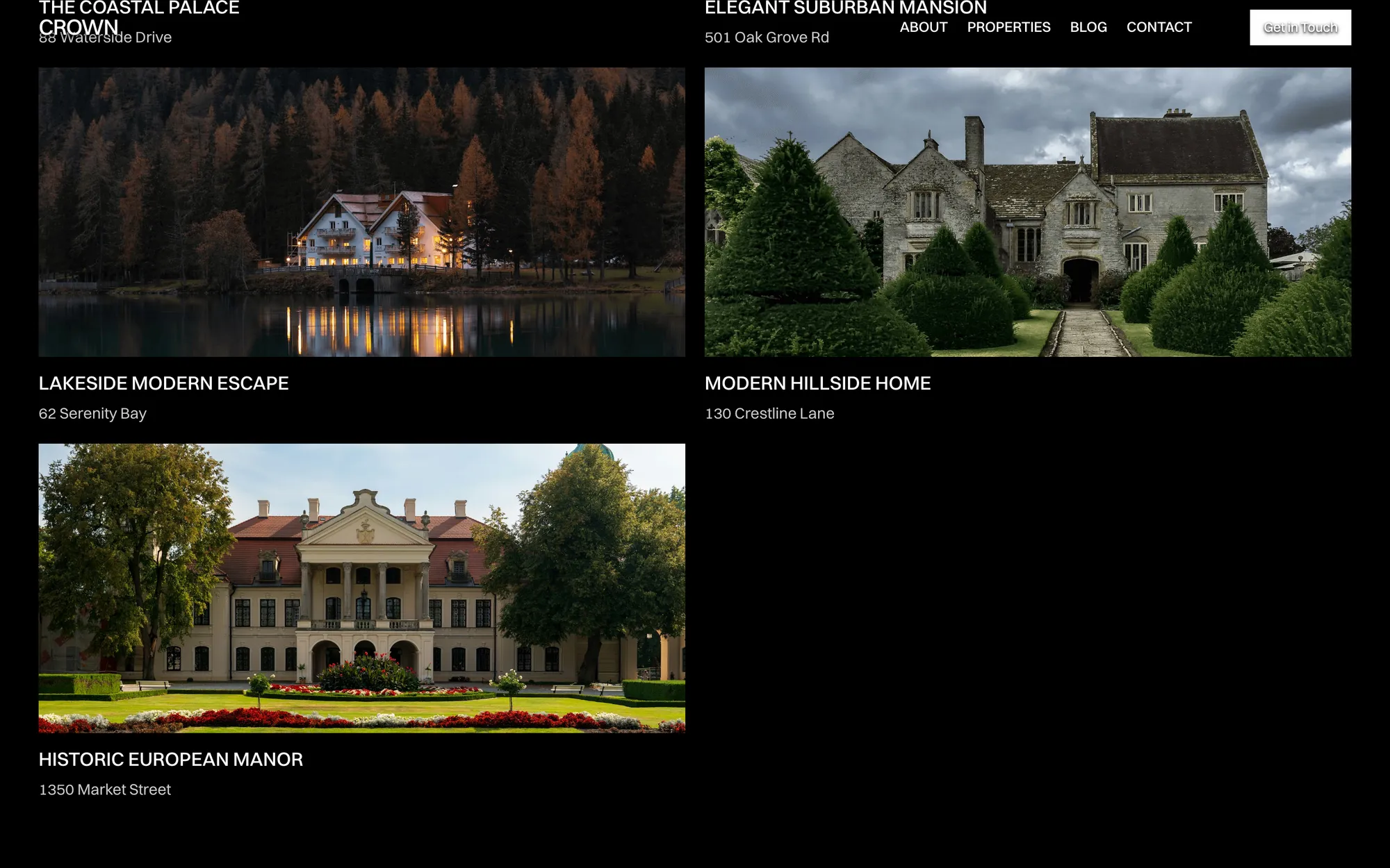 Desktop page section 09 of the CROWN template (real estate) showing 3 images.