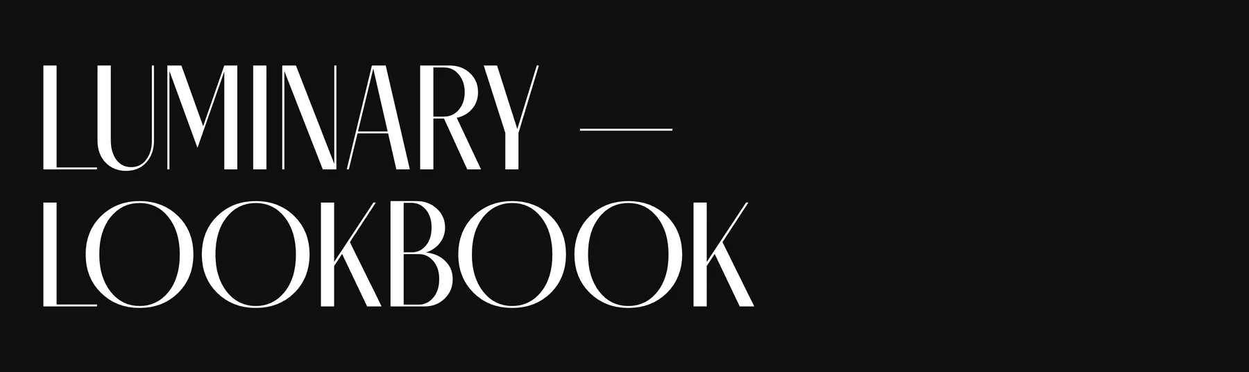 Close detail of the LUSTRA template (jewellery): headline typography “LUMINARY — LOOKBOOK”.