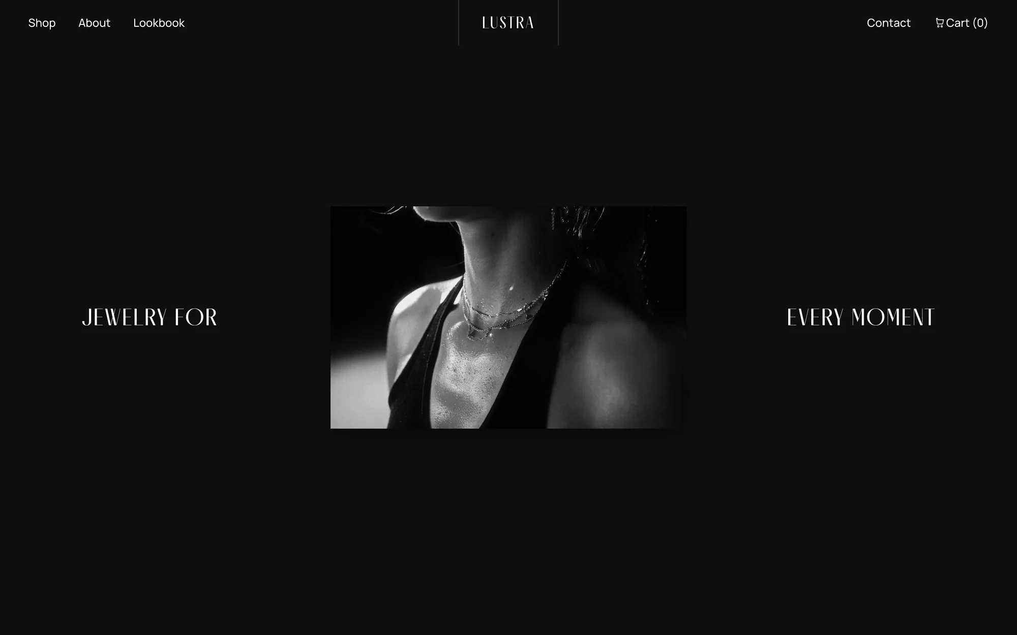Desktop page section 04 of the LUSTRA template (jewellery) showing 1 video.