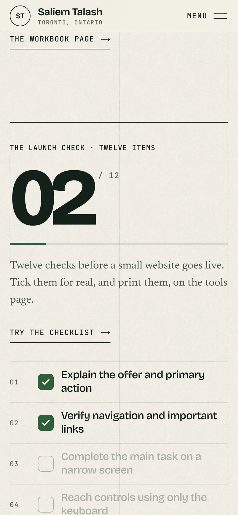 Phone-width page screen 02 of the Saliem Talash notes site (website).