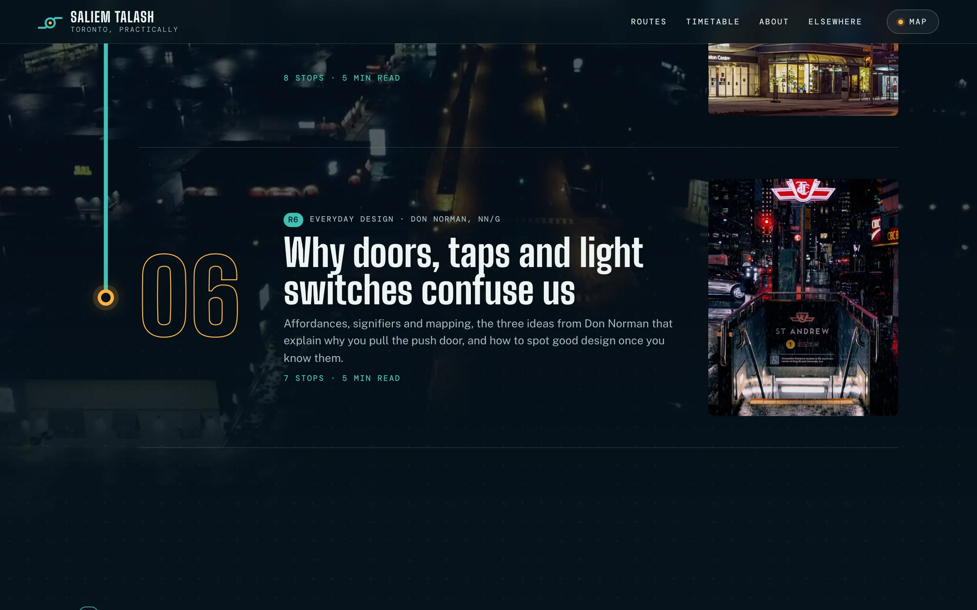 Desktop page section 03 of the Toronto, practically (website) showing 3 images, 1 video.