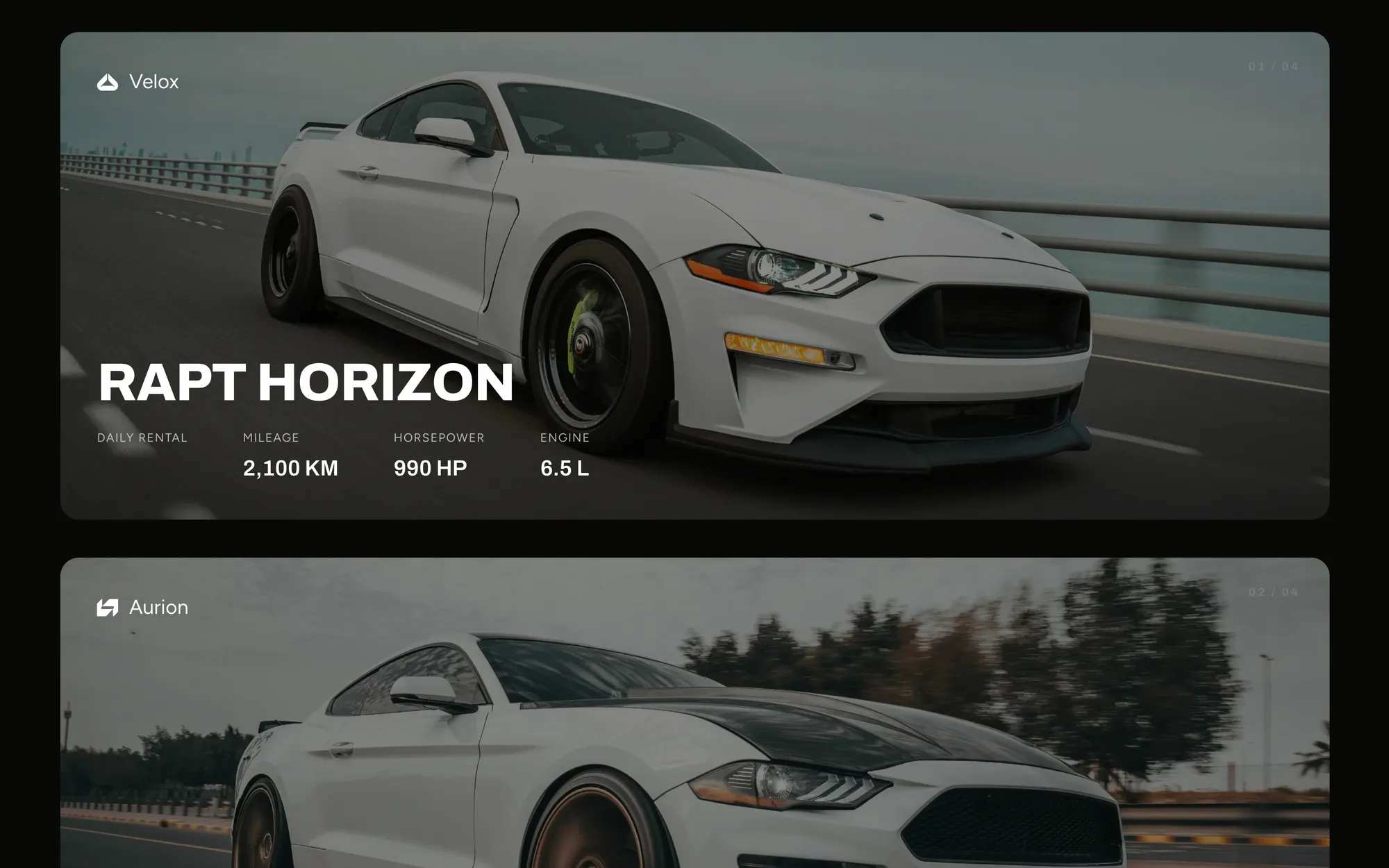 Desktop page section 04 of the TORQUE template (car rental) showing 2 images.