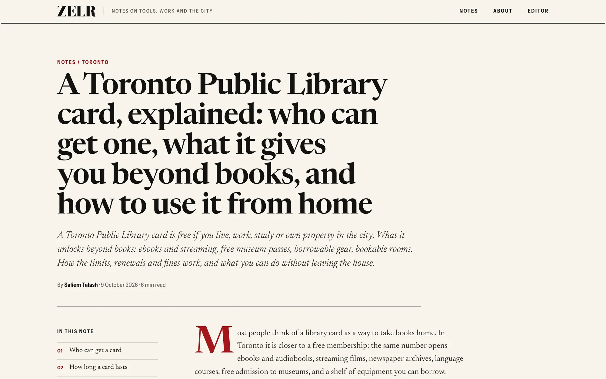 Desktop page section 07 of the ZELR (website) showing headline “IN THIS NOTE”.