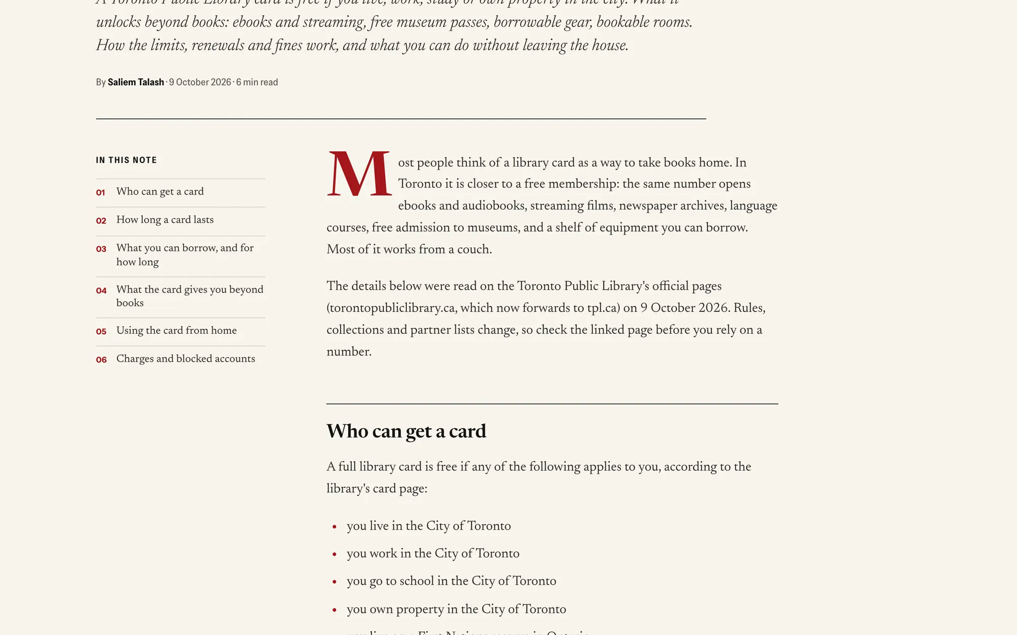 Desktop page section 08 of the ZELR (website) showing headlines “IN THIS NOTE” and “Who can get a card”.