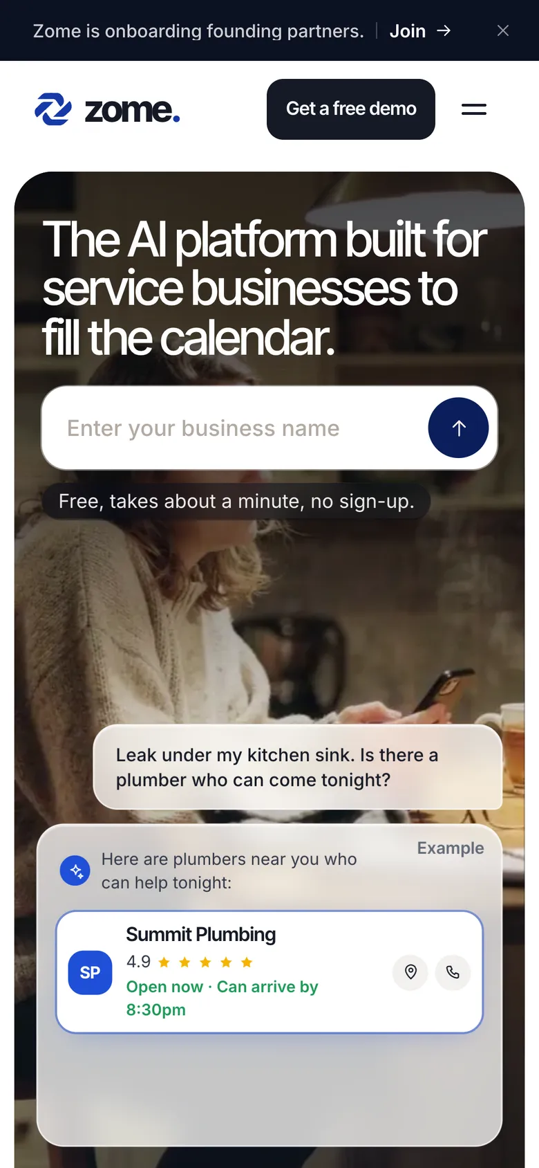 Phone-width page screen 01 of the ZOME (website) showing 14 images.
