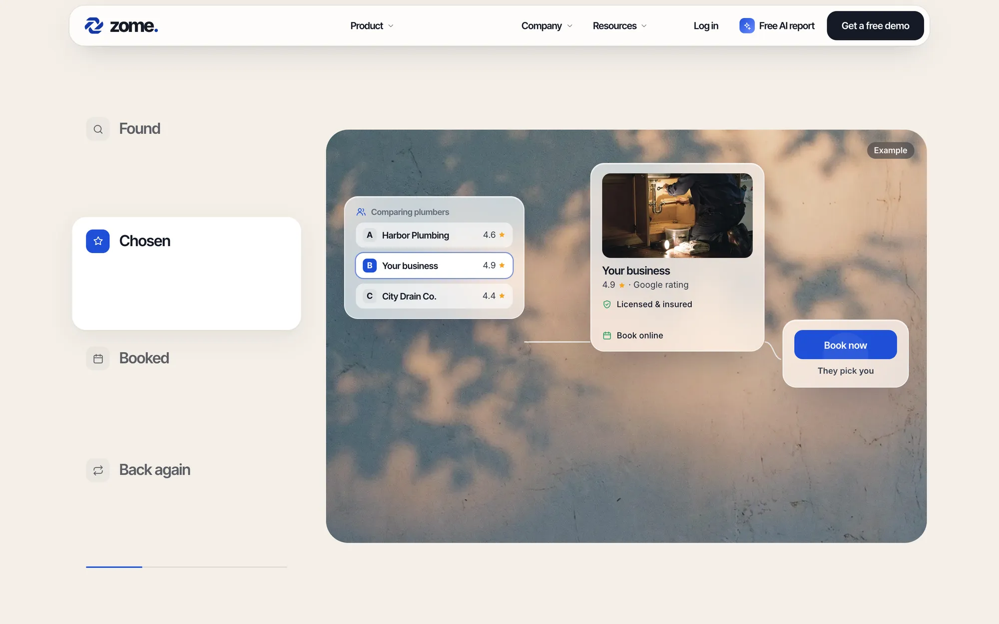 Desktop page section 05 of the ZOME (website) showing headlines “Found” and “Chosen”, 14 images.